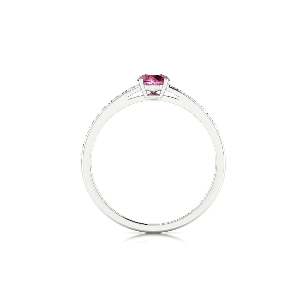 Promise | 18k White Gold 4.5 mm Round Rhodolite Ring