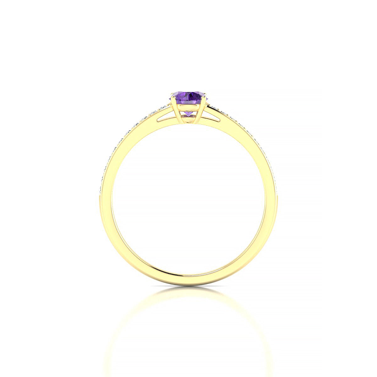 Promise | 18k Yellow Gold 4.5 mm Round Amethyst Ring