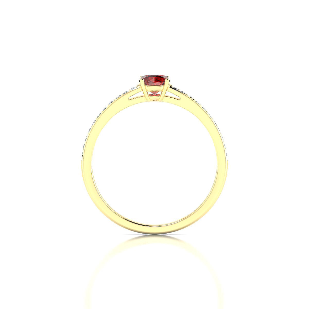 Promise | 18k Yellow Gold 4.5 mm Round Garnet Ring