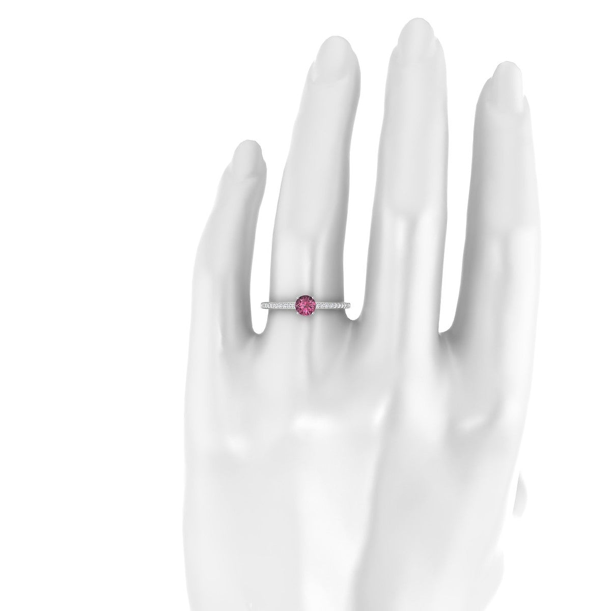 Promise | 18k White Gold 4.5 mm Round Rhodolite Ring