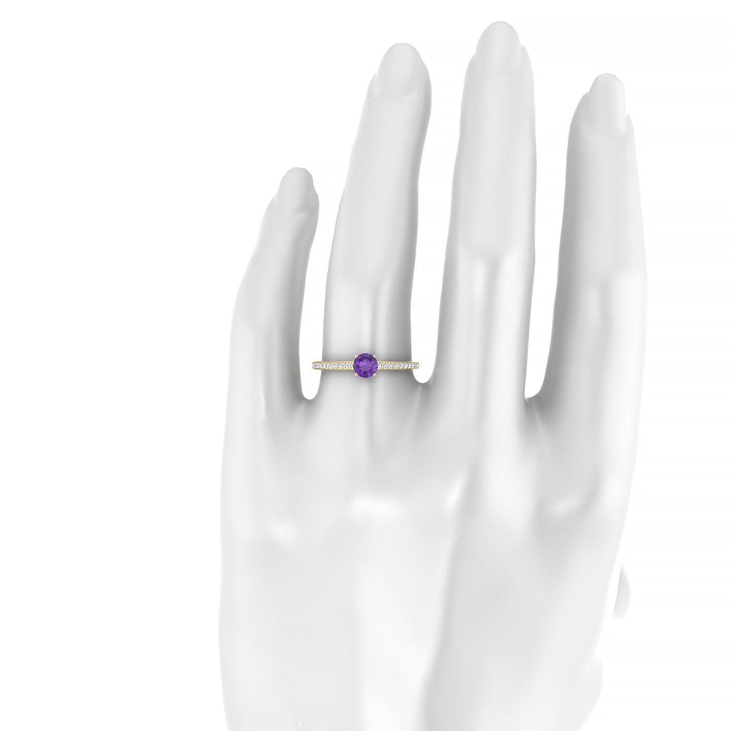 Promise | 18k Yellow Gold 4.5 mm Round Amethyst Ring