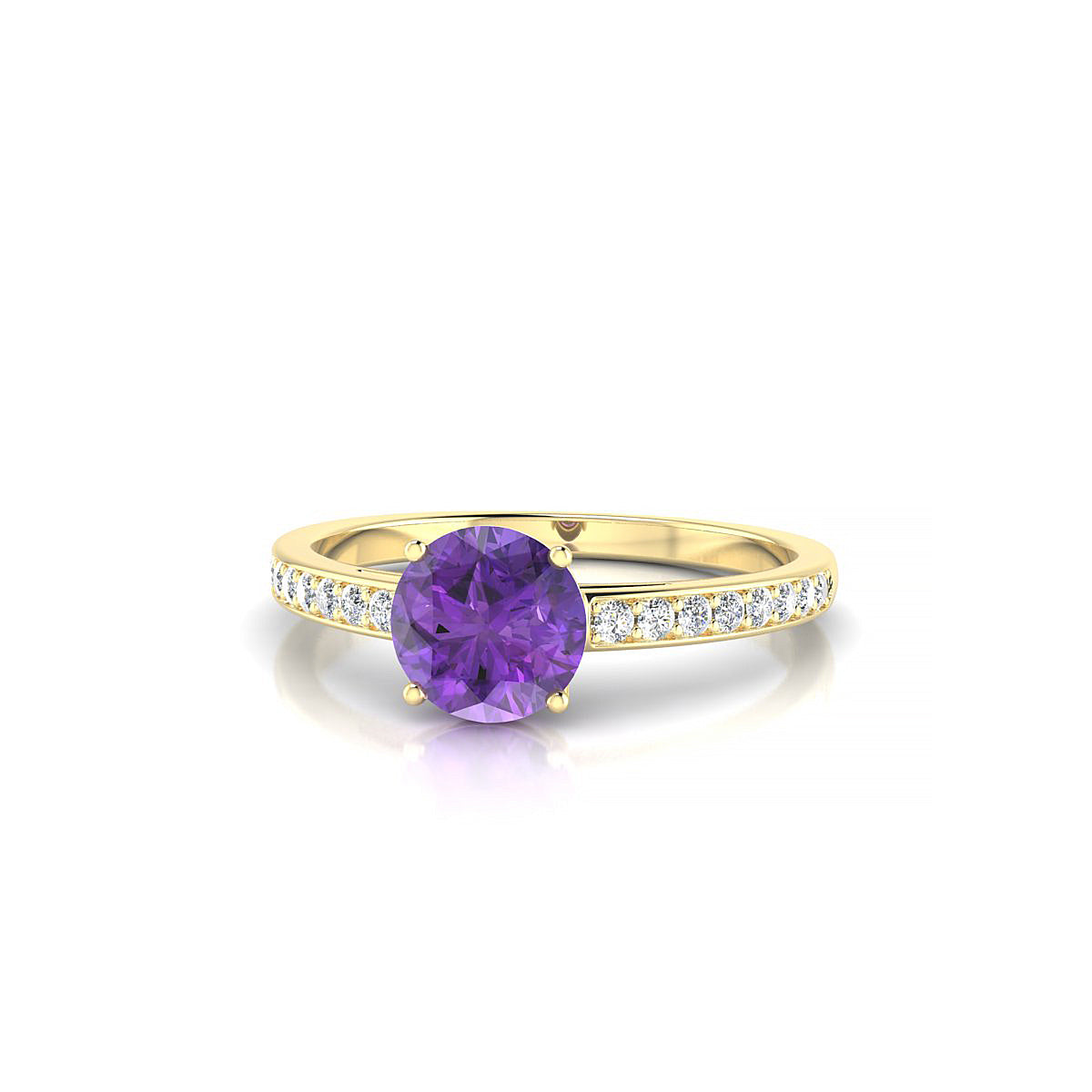 Promise | 18k Yellow Gold 6 mm Round Amethyst Ring