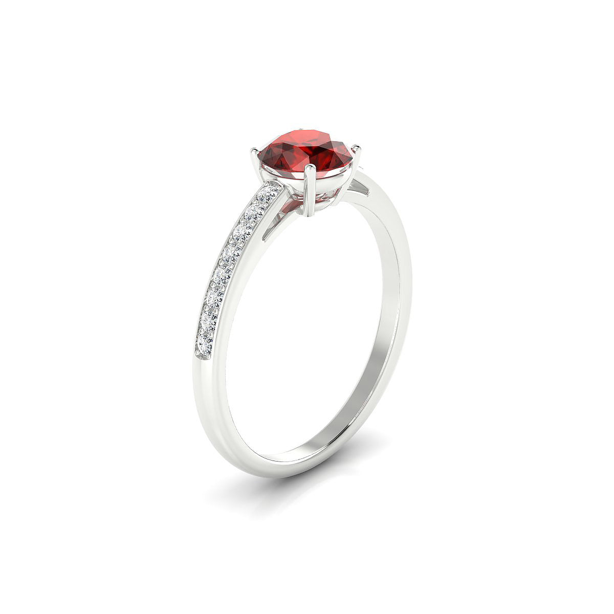 Promise | 18k White Gold 6 mm Round Garnet Ring