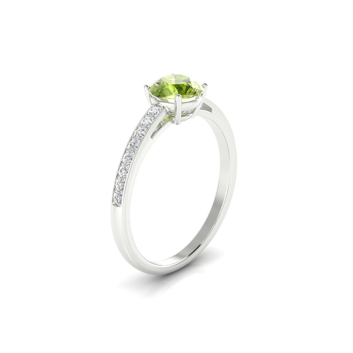 Promise | 18k White Gold 6 mm Round Peridot Ring