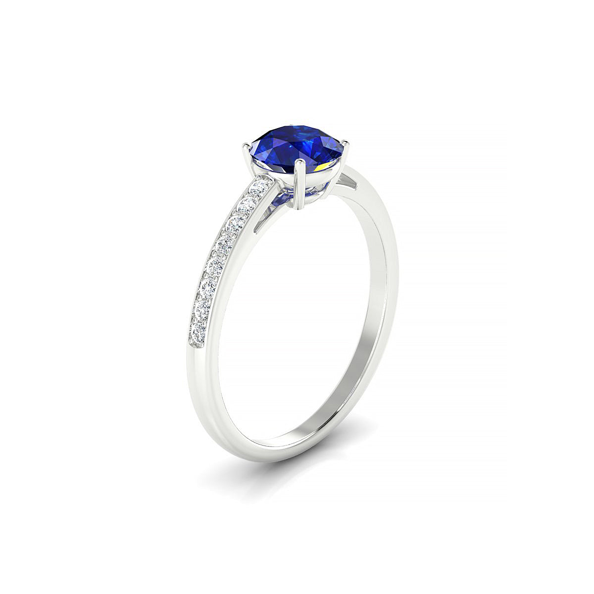 Promise | 18k White Gold 6 mm Round Sapphire Ring