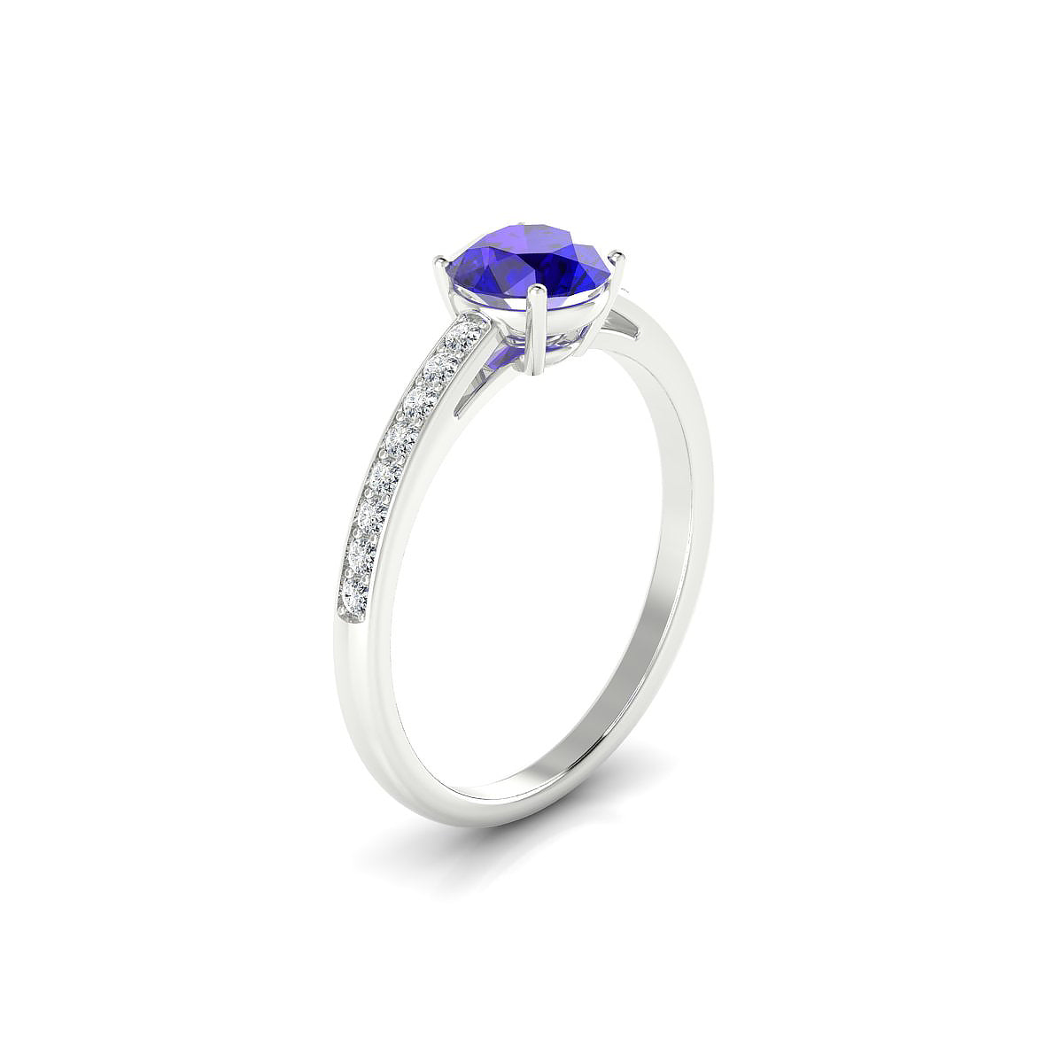 Promise | 18k White Gold 6 mm Round Tanzanite Ring
