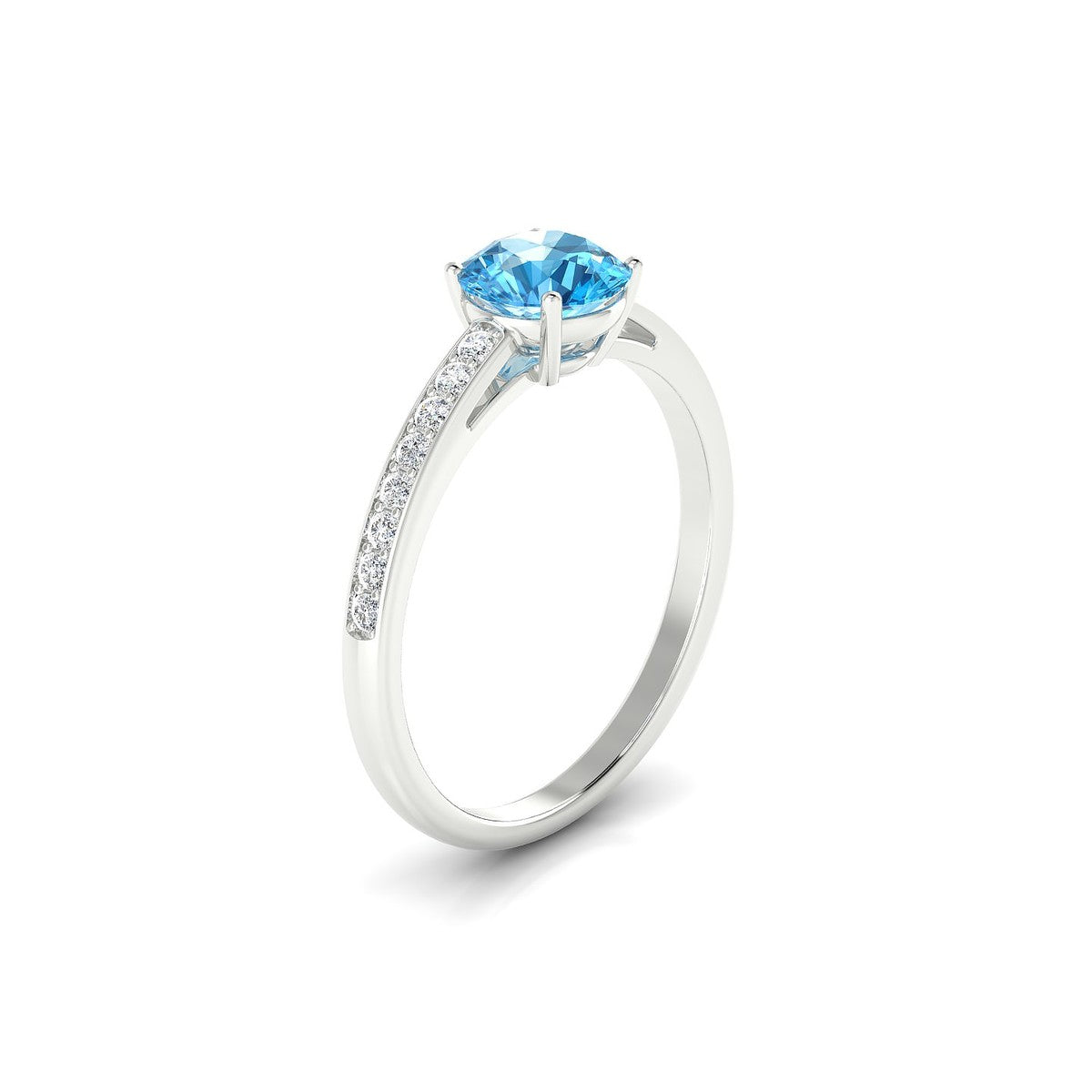 Promise | 18k White Gold 6 mm Round Topaz Ring