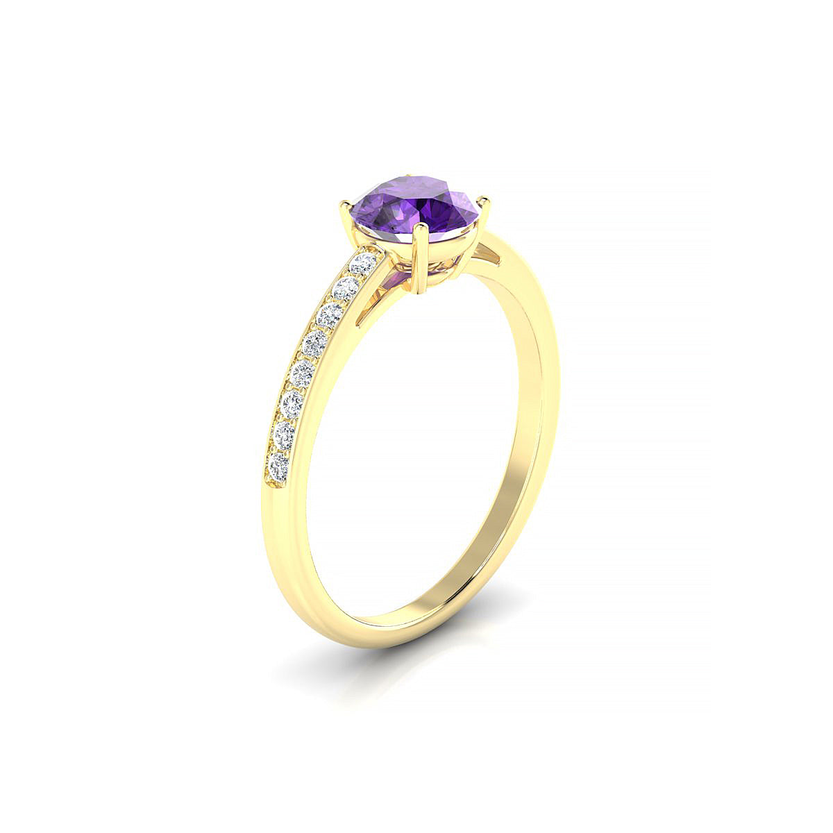 Promise | 18k Yellow Gold 6 mm Round Amethyst Ring
