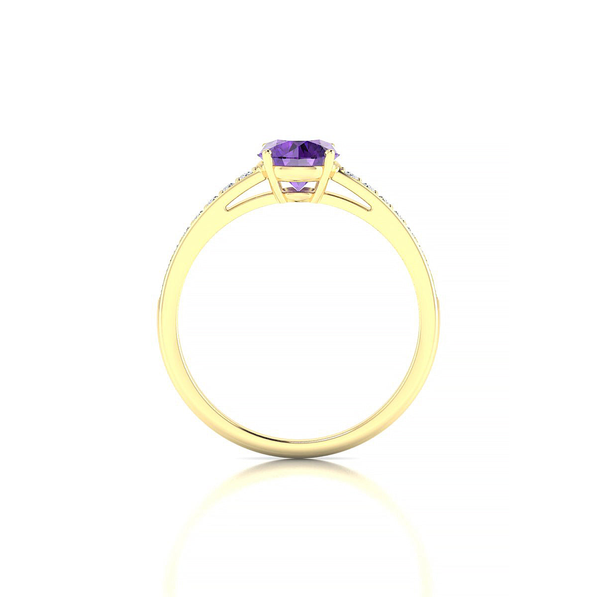 Promise | 18k Yellow Gold 6 mm Round Amethyst Ring