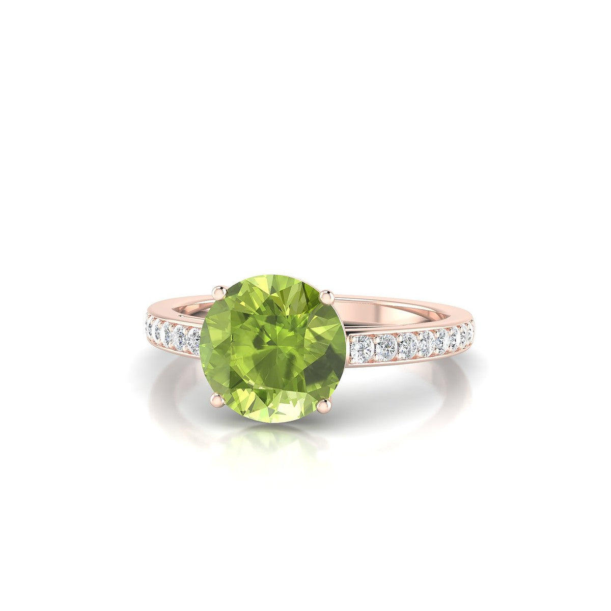 Promise | 18k Rose Gold 8 mm Round Peridot Ring