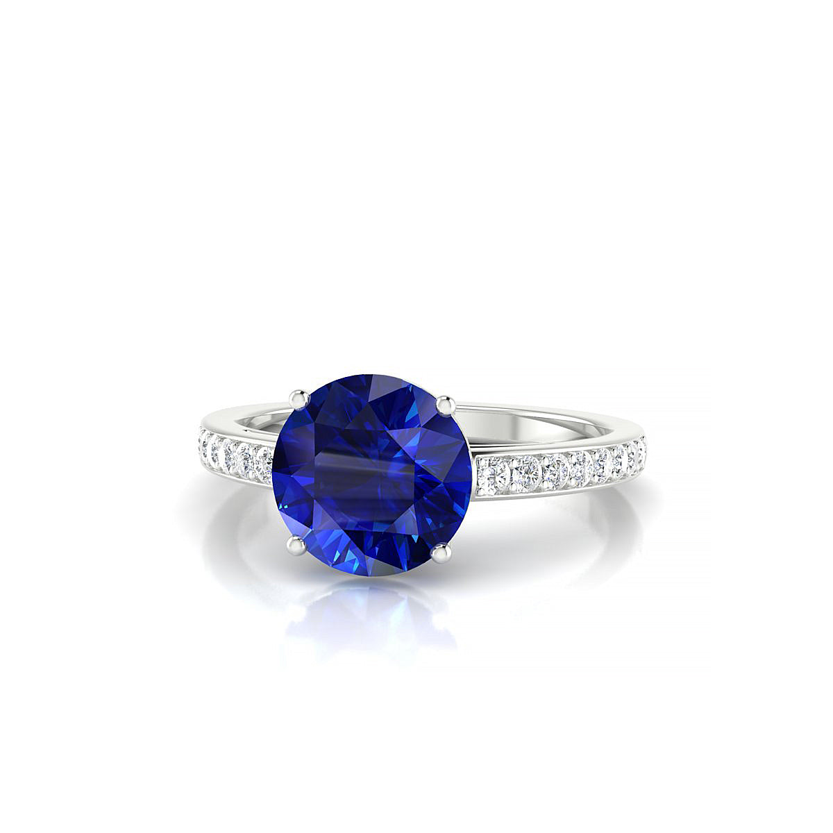 Promise | 18k White Gold 8 mm Round Sapphire Ring