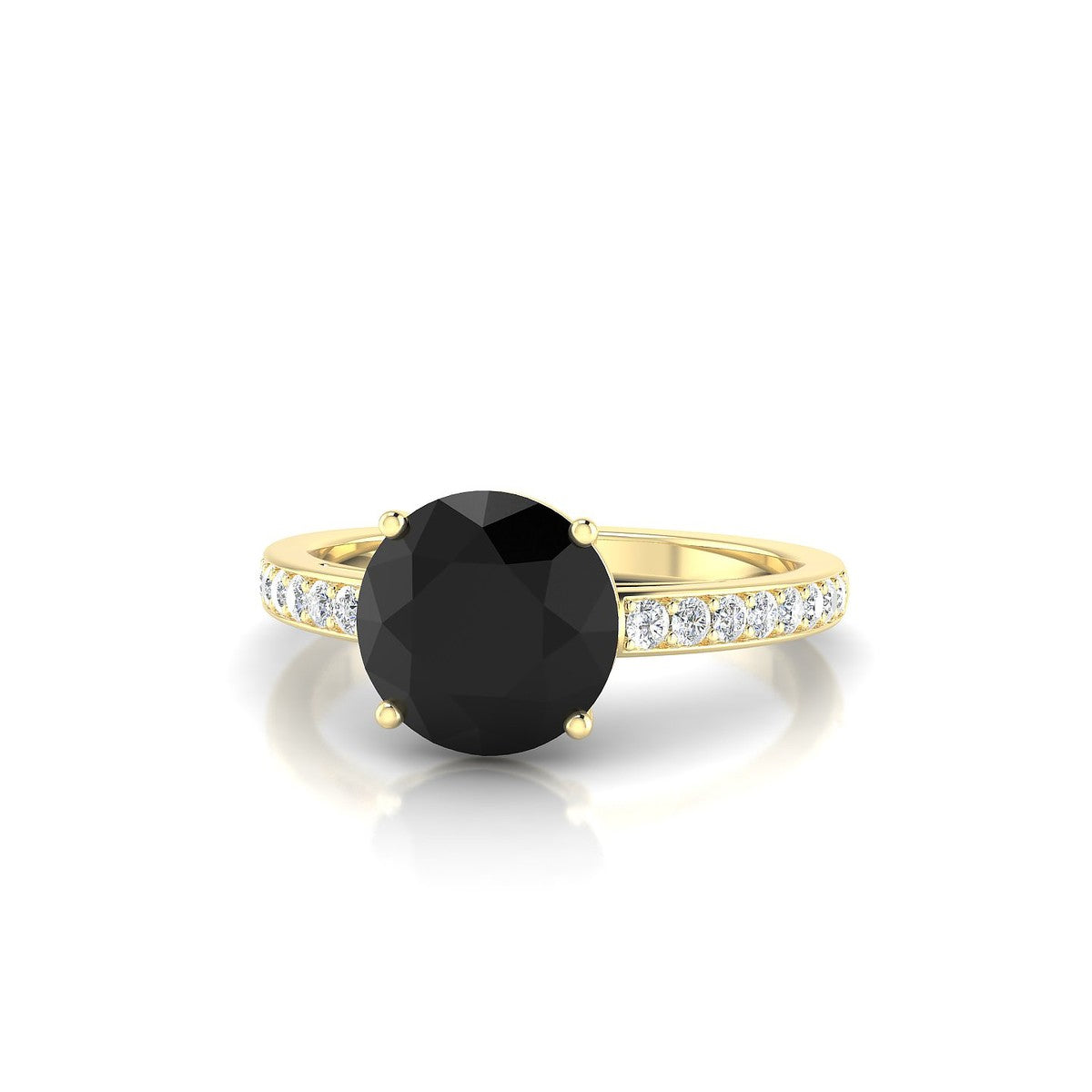 Promise | 18k Yellow Gold 8 mm Round Black Diamond Ring