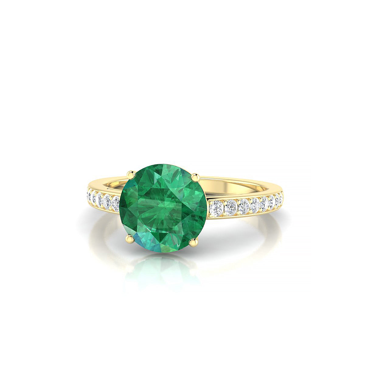 Promise | 18k Yellow Gold 8 mm Round Emerald Ring