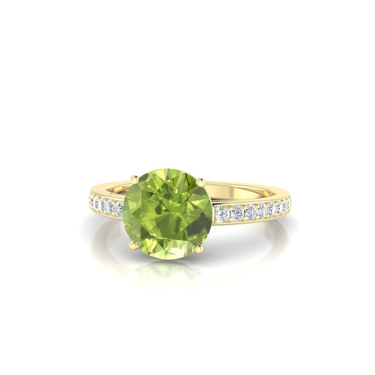 Promise | 18k Yellow Gold 8 mm Round Peridot Ring