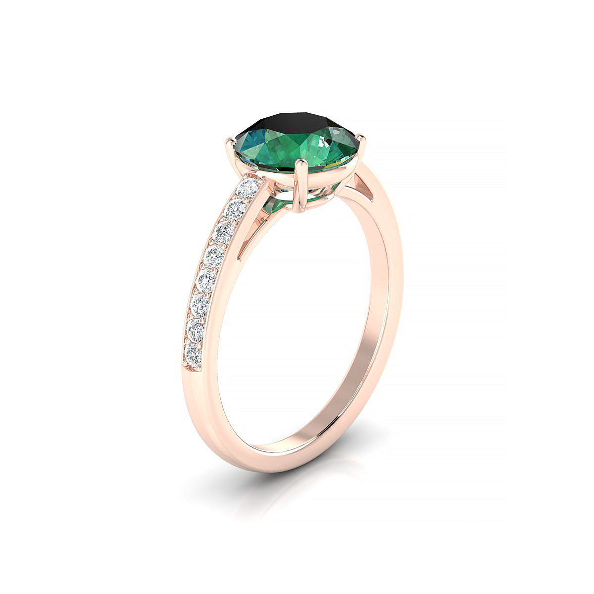Promise | 18k Rose Gold 8 mm Round Emerald Ring