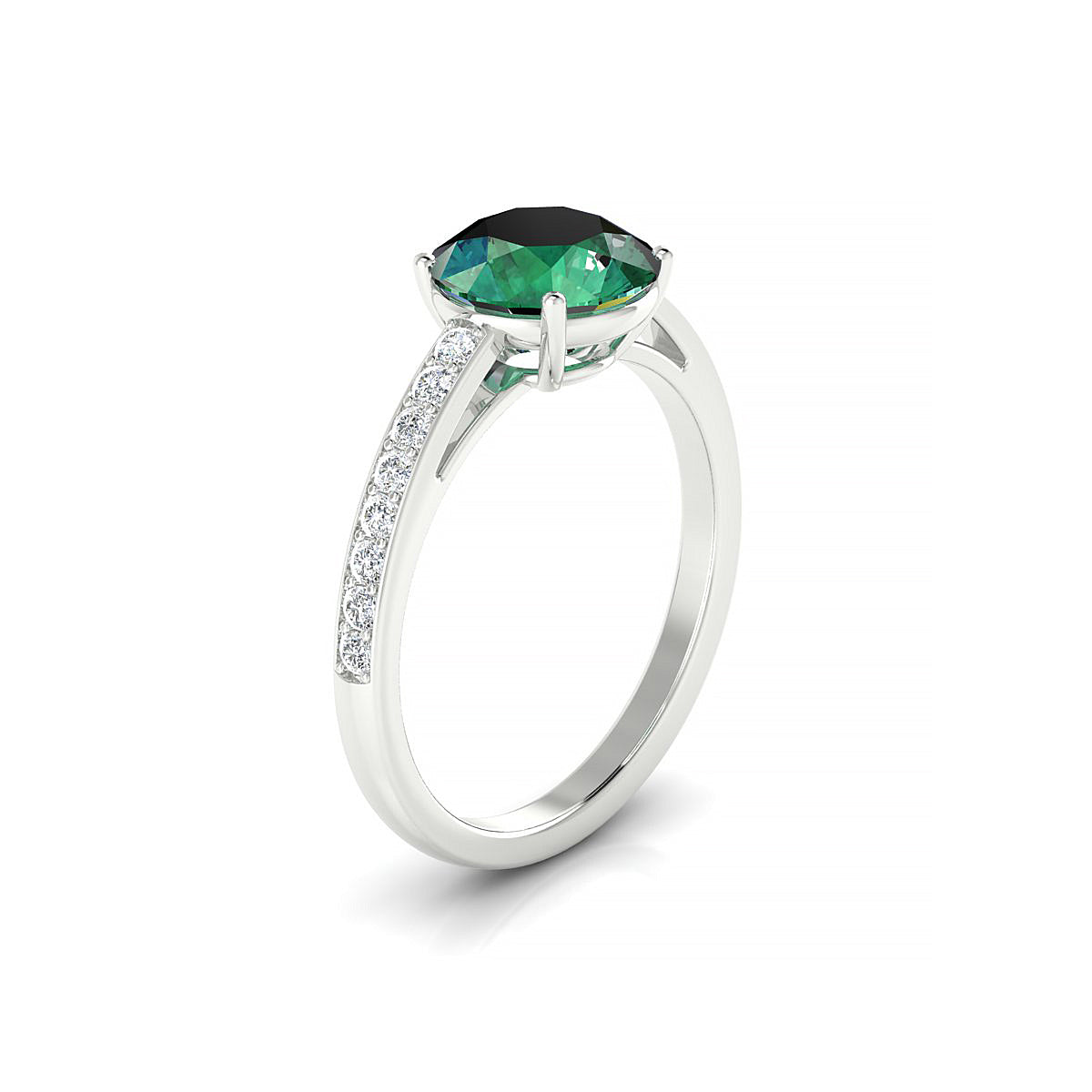 Promise | 18k White Gold 8 mm Round Emerald Ring