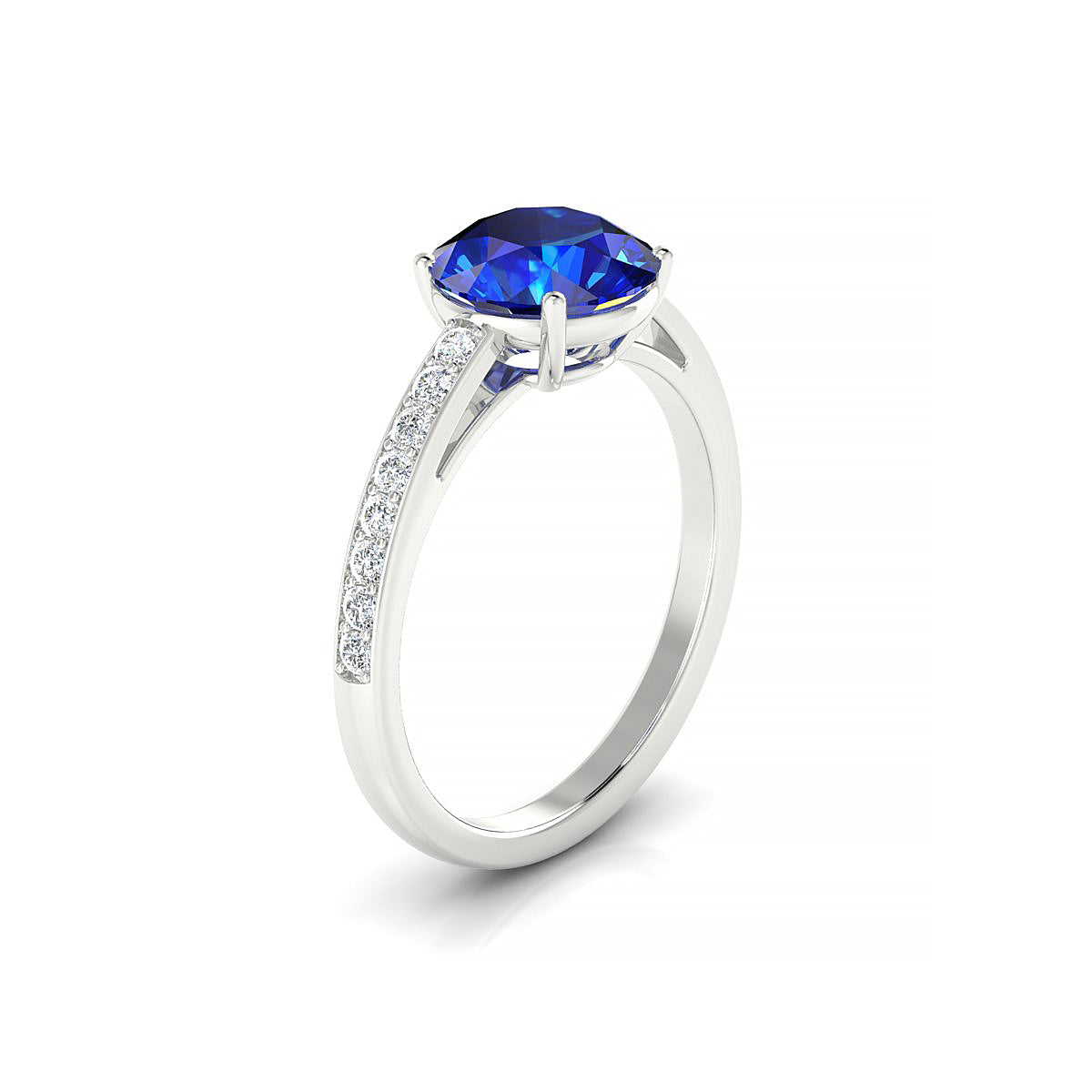 Promise | 18k White Gold 8 mm Round Sapphire Ring