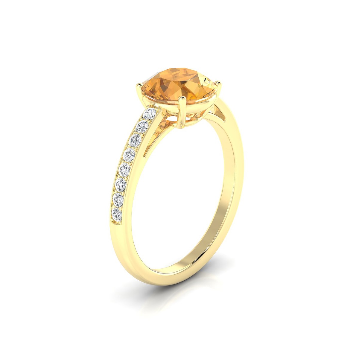 Promise | 18k Yellow Gold 8 mm Round Citrine Ring