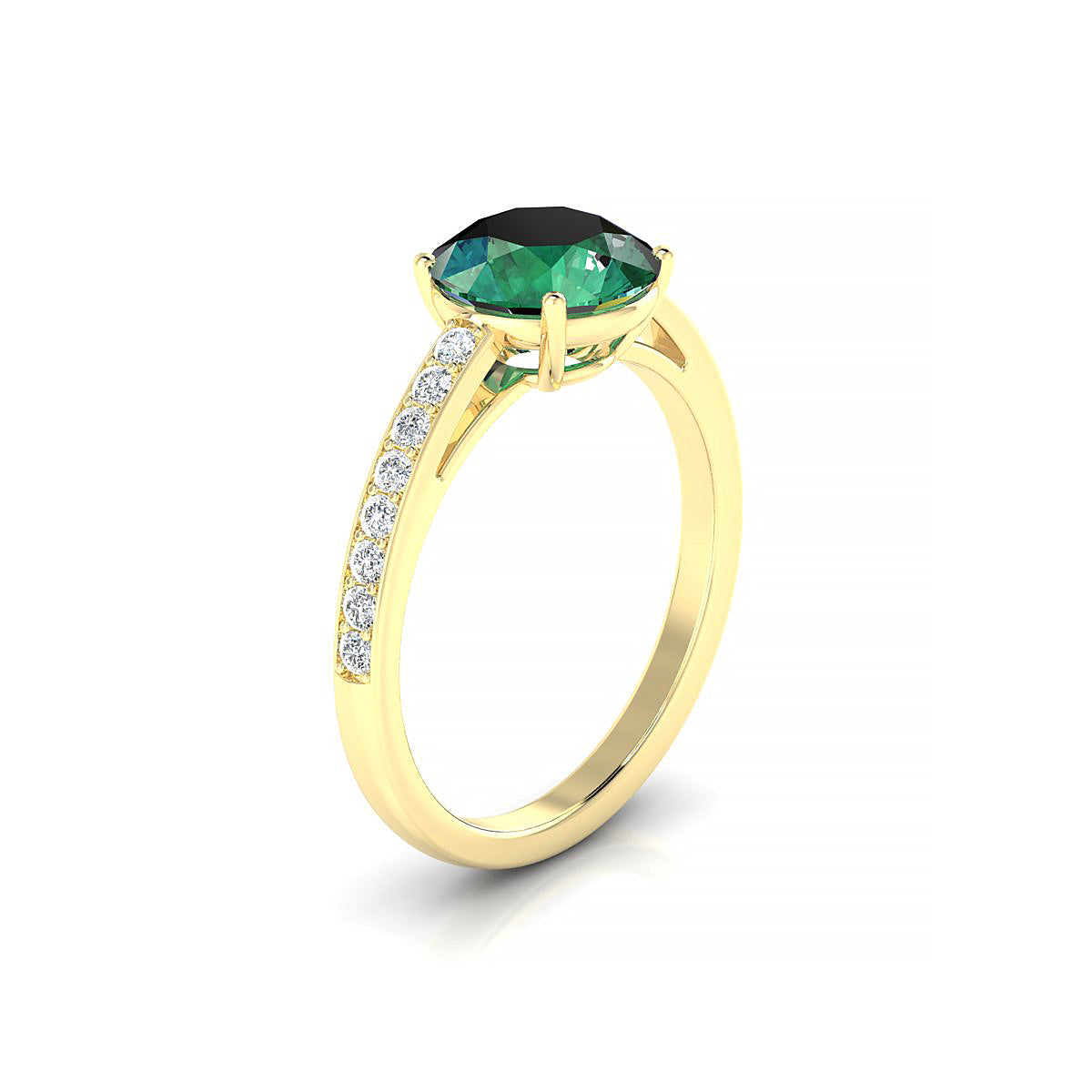 Promise | 18k Yellow Gold 8 mm Round Emerald Ring