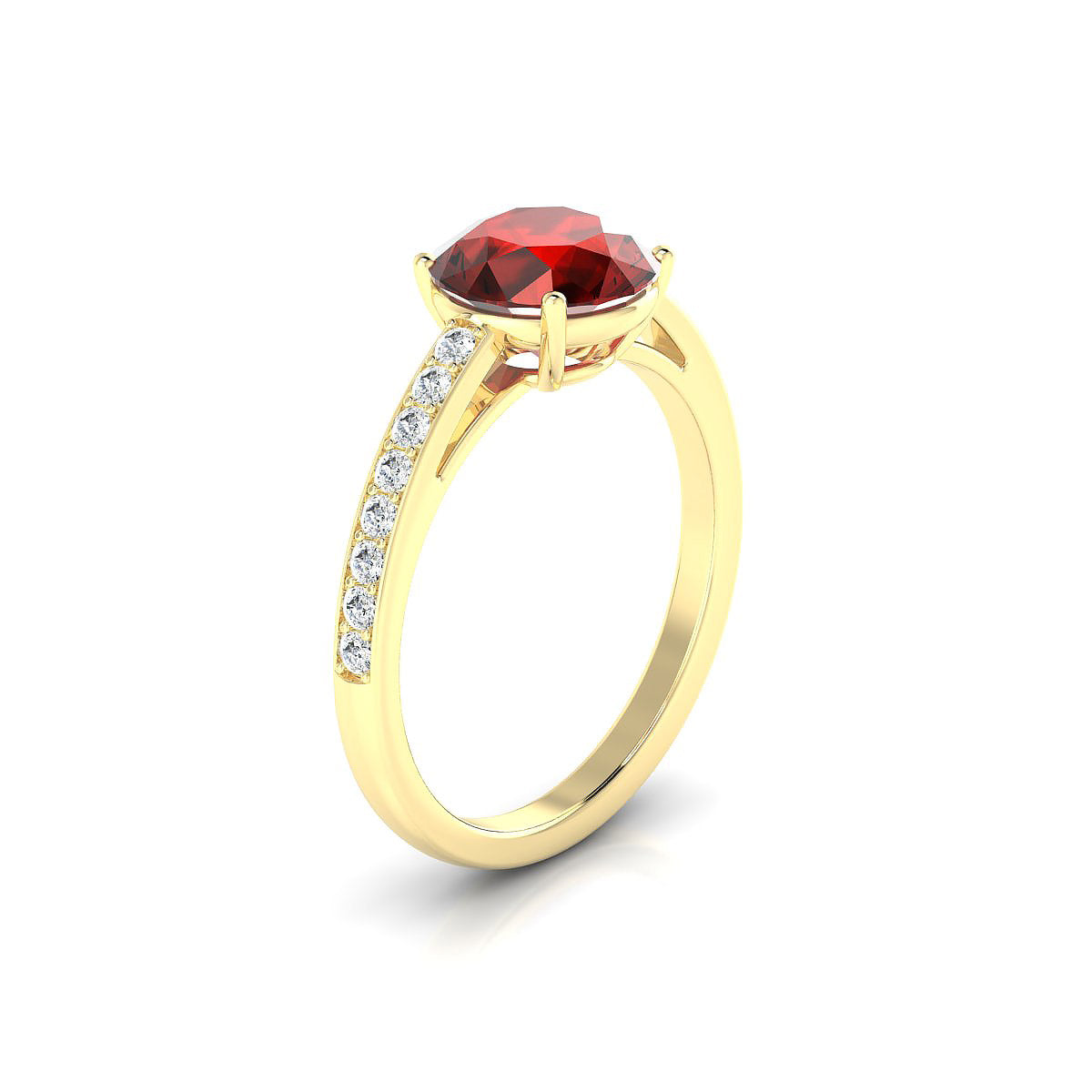 Promise | 18k Yellow Gold 8 mm Round Garnet Ring