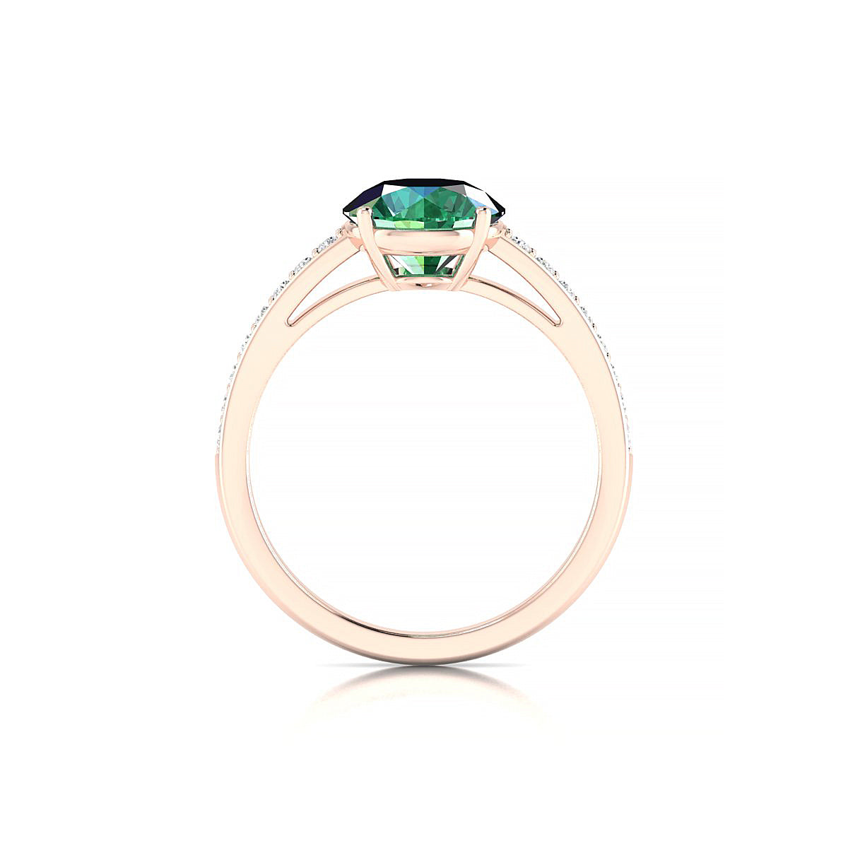 Promise | 18k Rose Gold 8 mm Round Emerald Ring