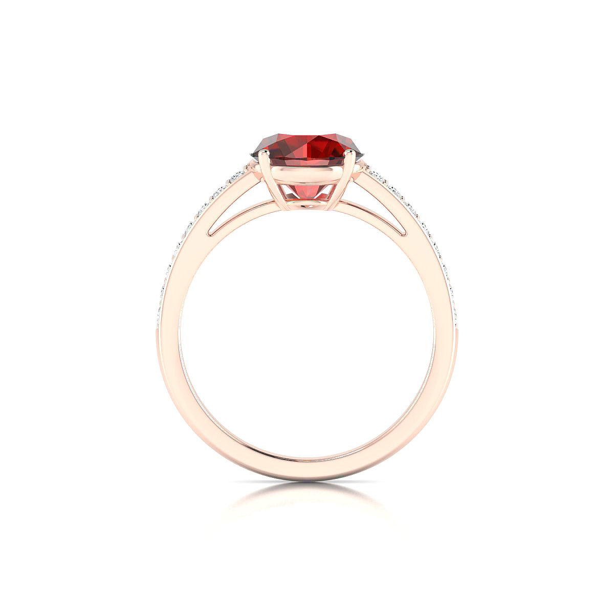Promise | 18k Rose Gold 8 mm Round Garnet Ring