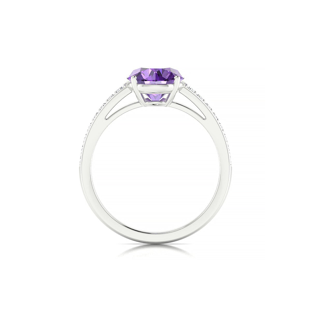 Promise | 18k White Gold 8 mm Round Amethyst Ring