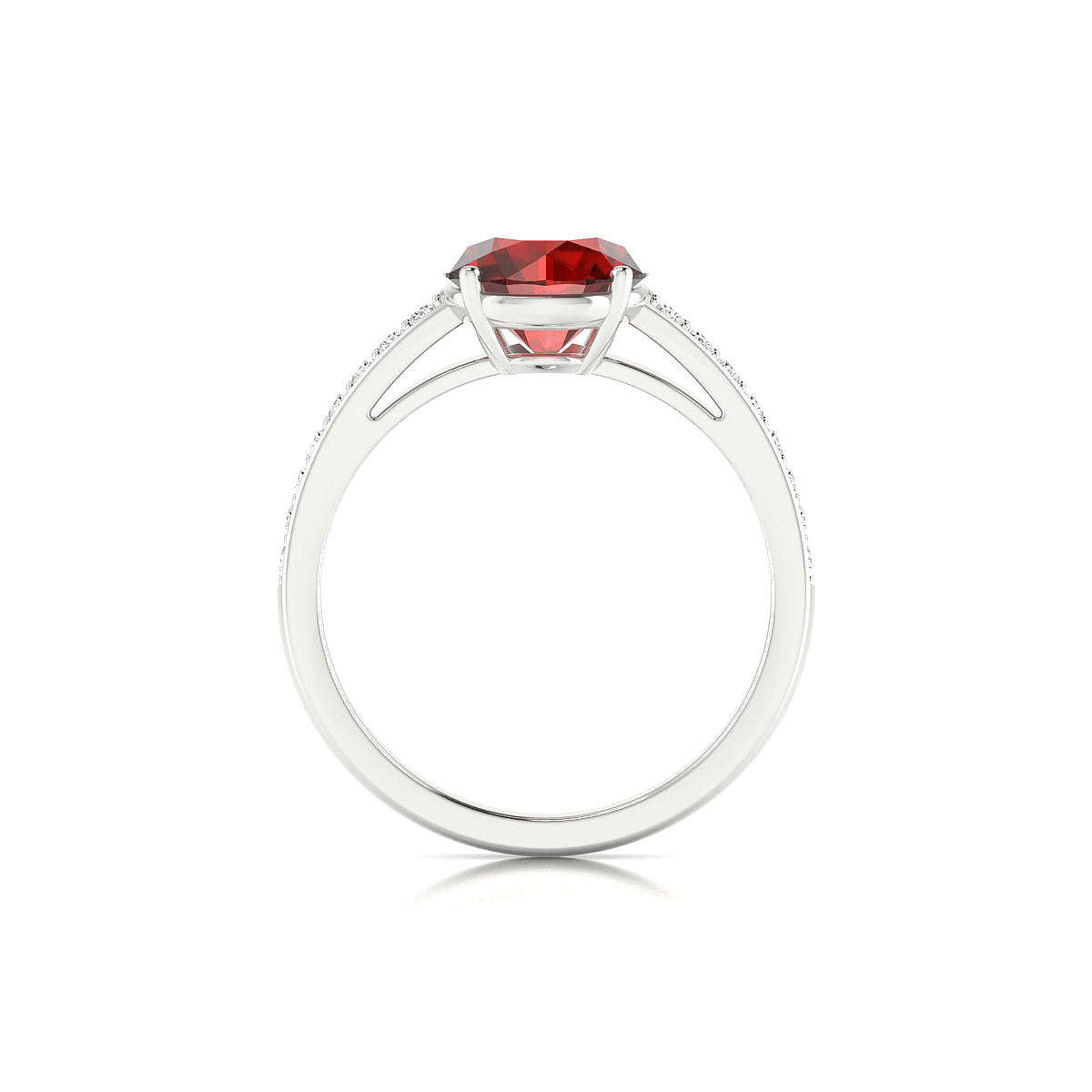 Promise | 18k White Gold 8 mm Round Garnet Ring