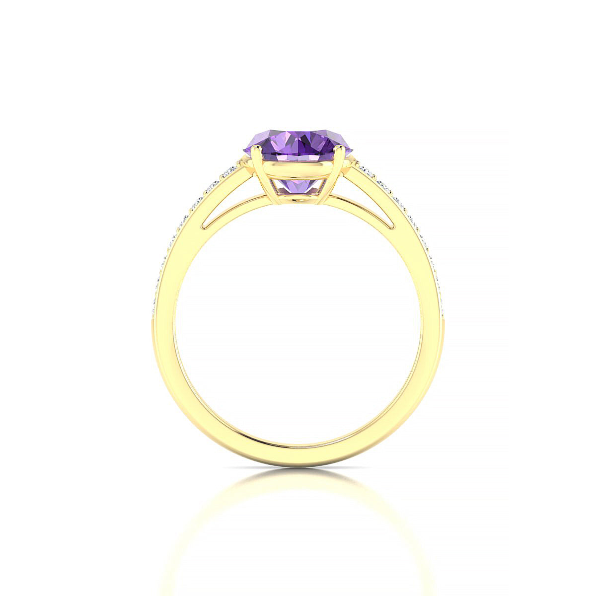 Promise | 18k Yellow Gold 8 mm Round Amethyst Ring
