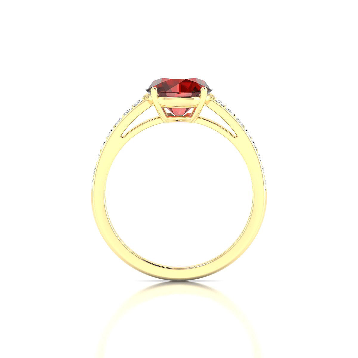 Promise | 18k Yellow Gold 8 mm Round Garnet Ring