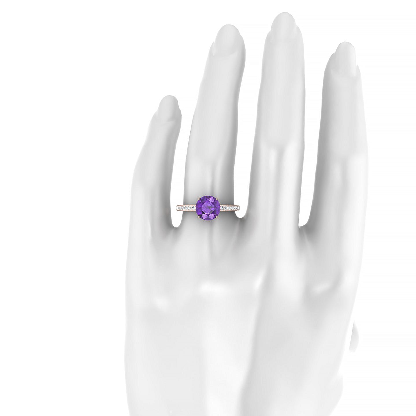 Promise | 18k Rose Gold 8 mm Round Amethyst Ring