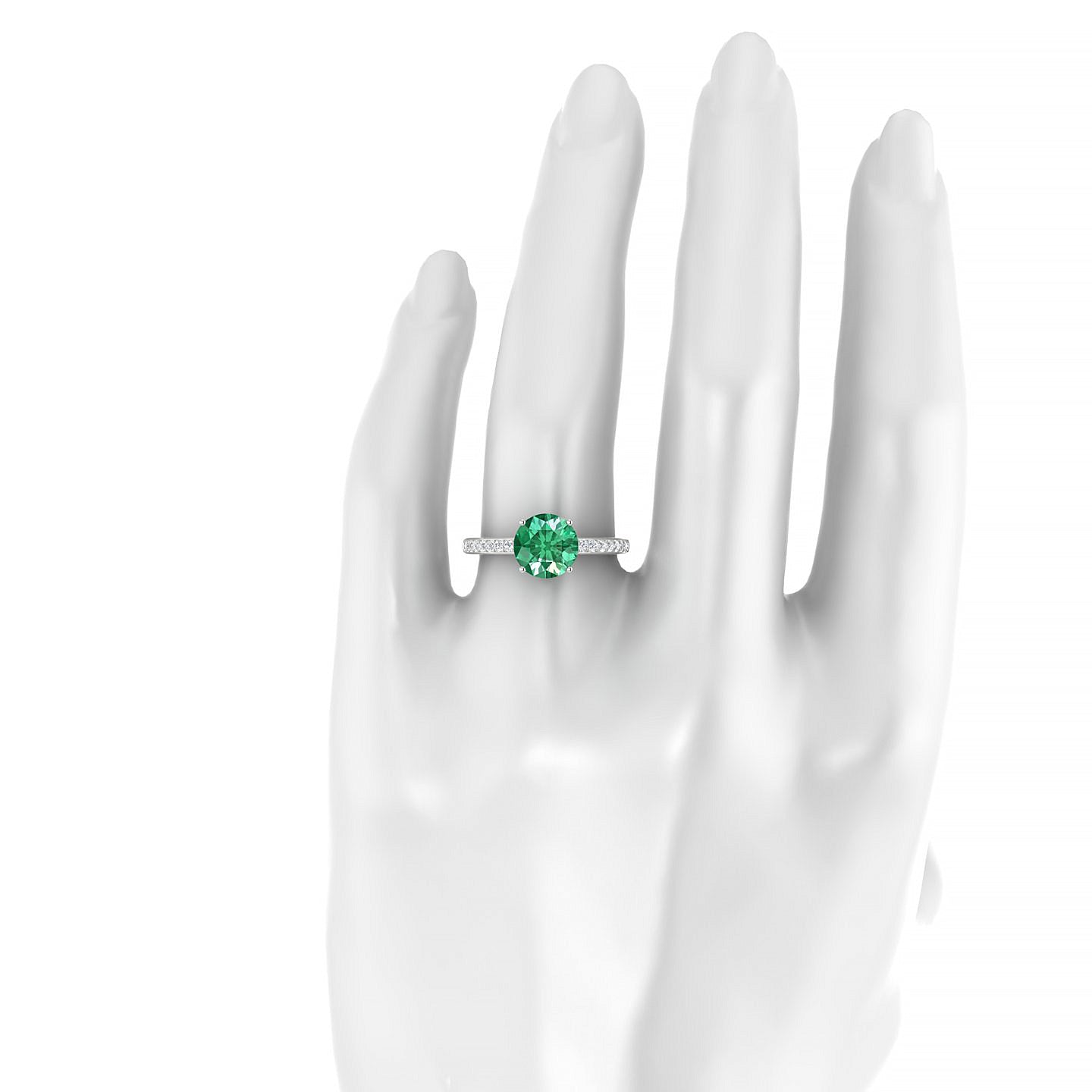 Promise | 18k White Gold 8 mm Round Emerald Ring