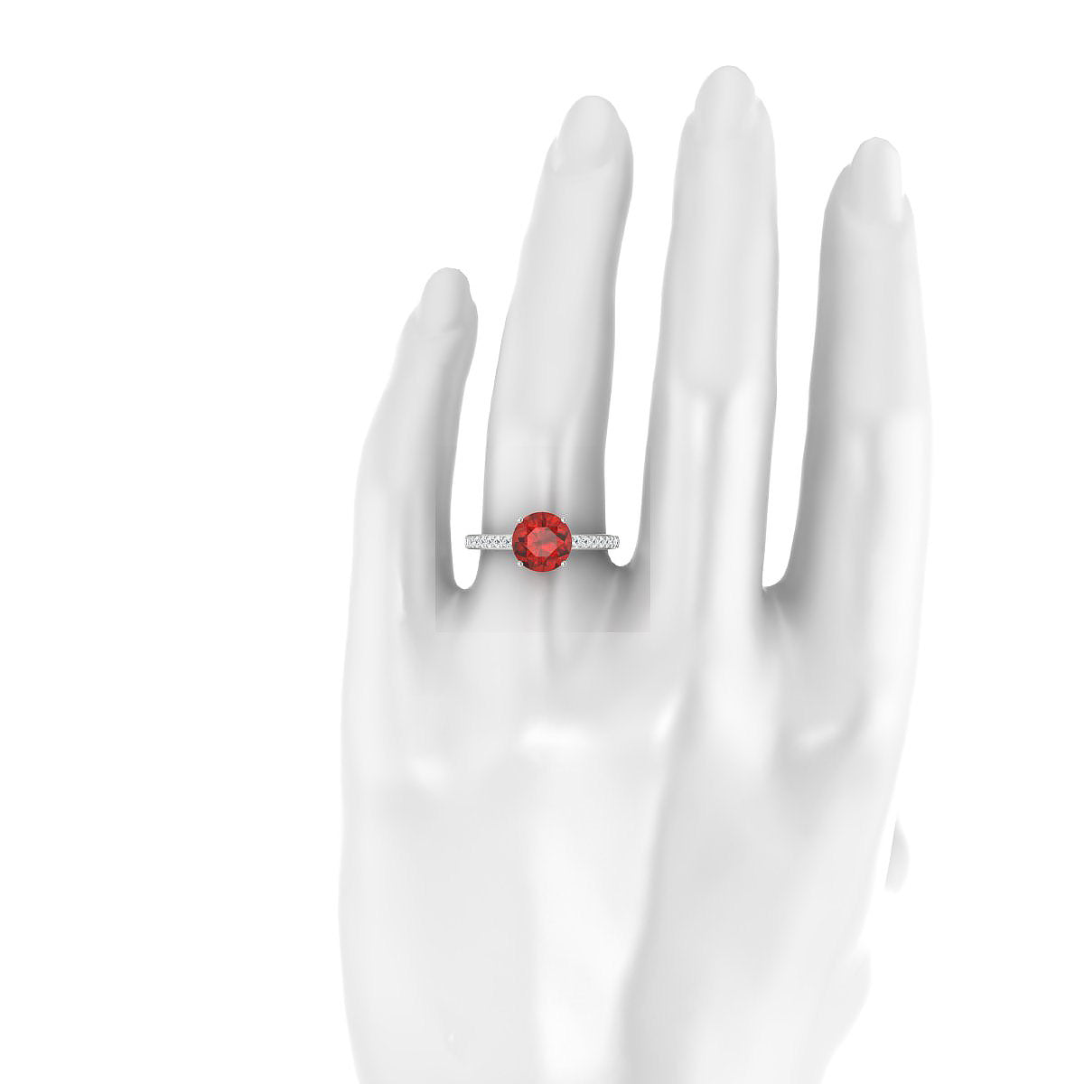 Promise | 18k White Gold 8 mm Round Garnet Ring