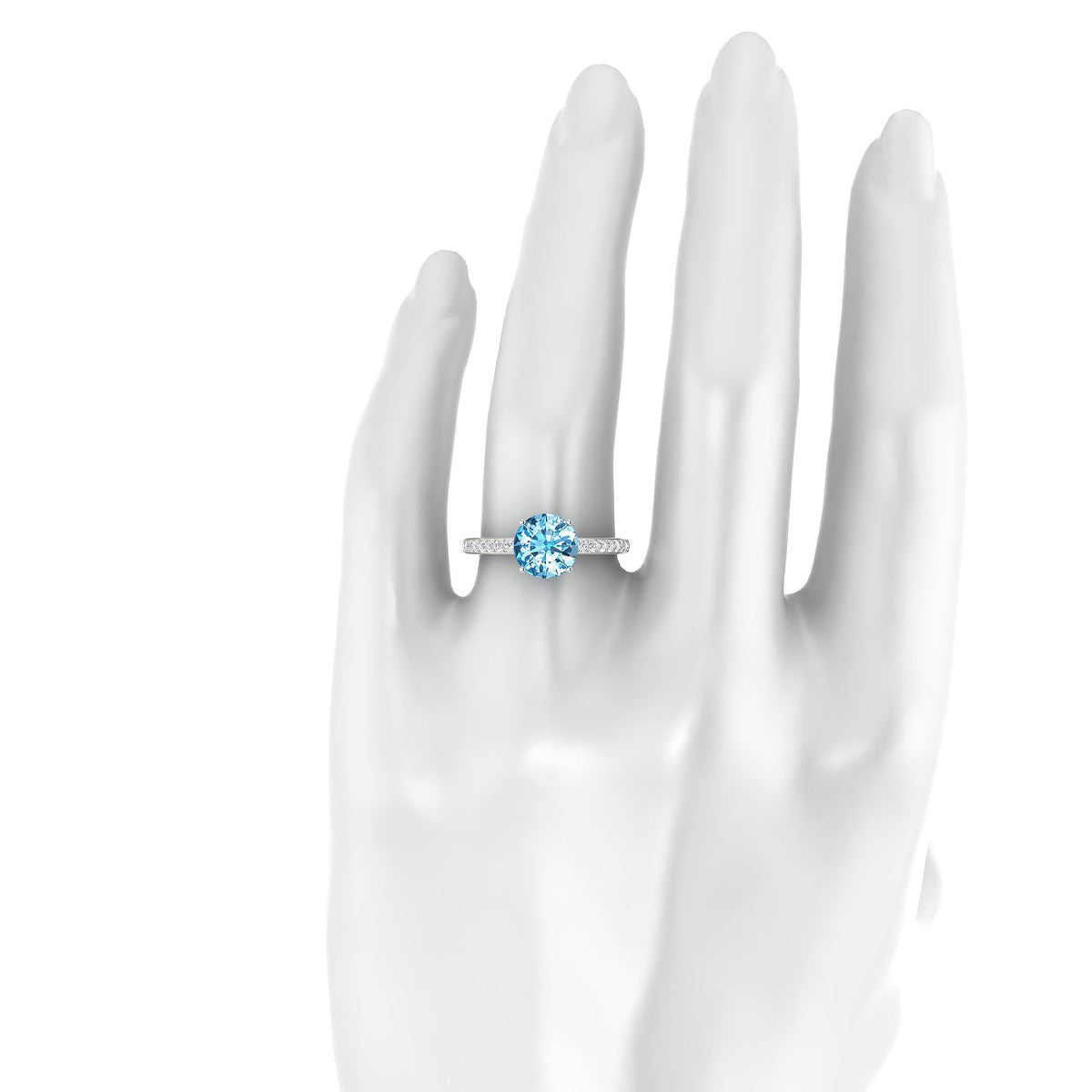 Promise | 18k White Gold 8 mm Round Topaz Ring