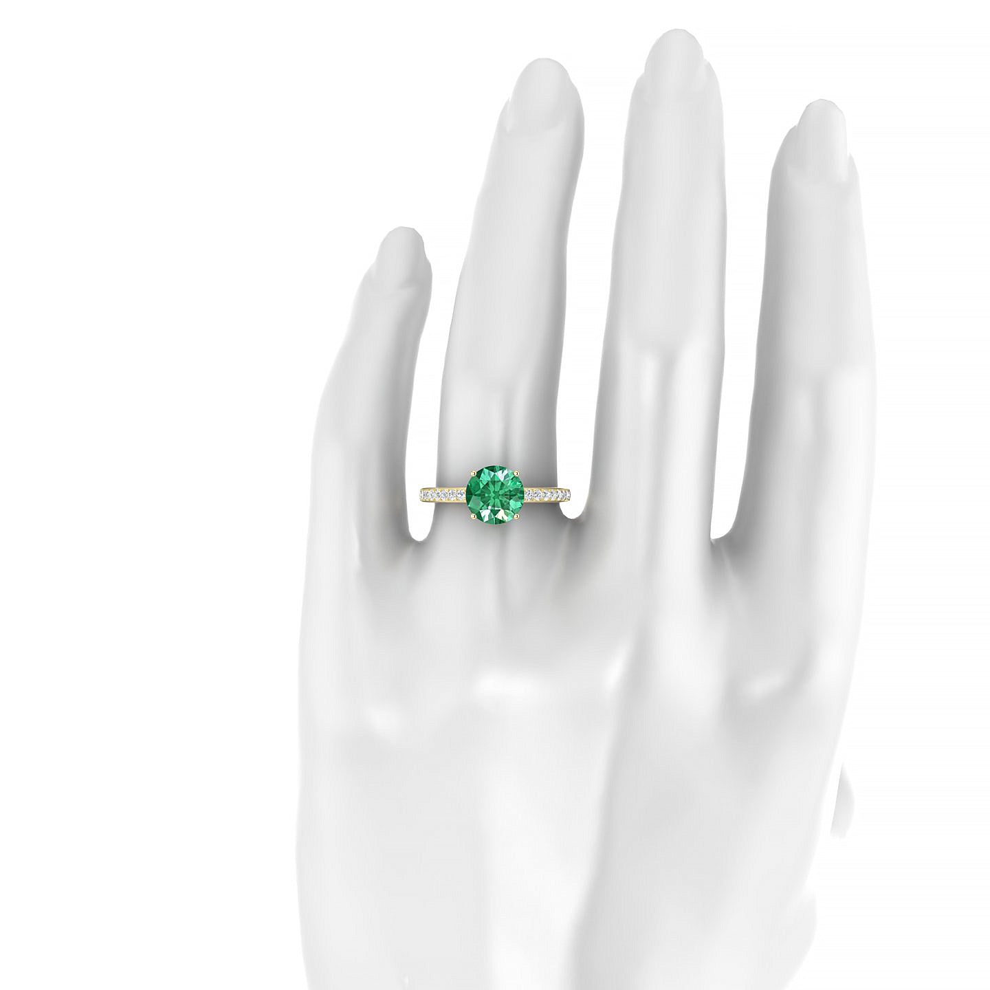 Promise | 18k Yellow Gold 8 mm Round Emerald Ring