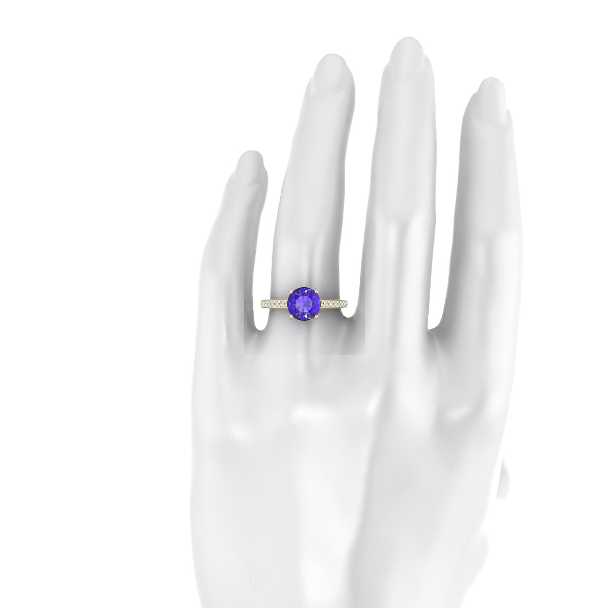 Promise | 18k Yellow Gold 8 mm Round Tanzanite Ring