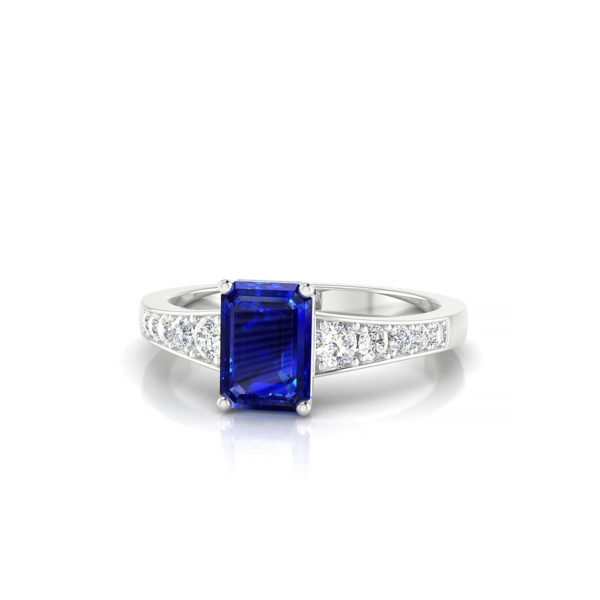 Prosperity | 18k White Gold 7 x 5 mm Emerald Sapphire Ring