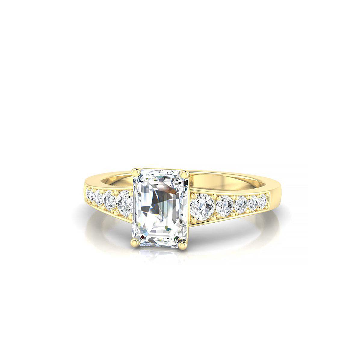 Prosperity | 18k Yellow Gold 7 x 5 mm Emerald Diamond Ring