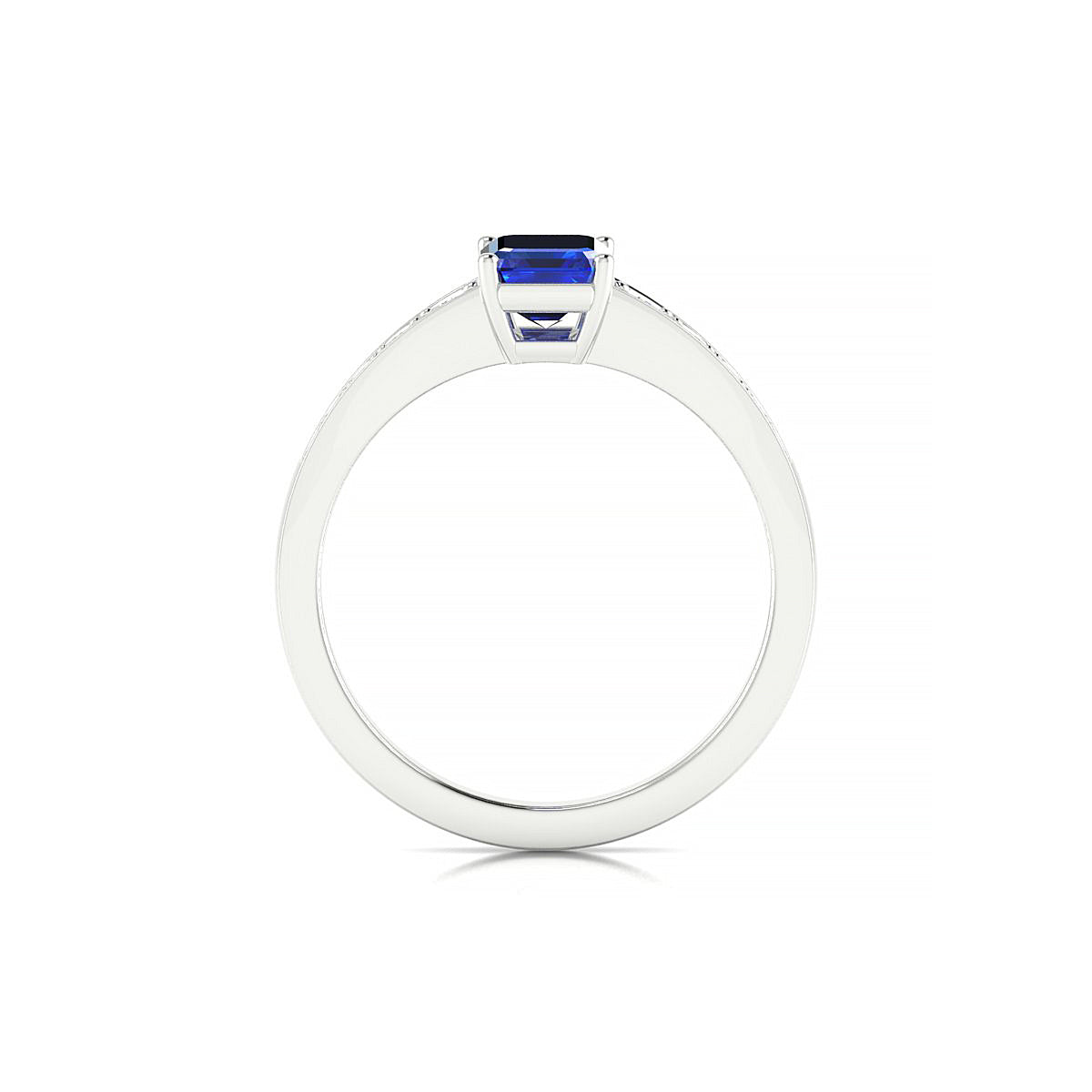 Prosperity | 18k White Gold 7 x 5 mm Emerald Sapphire Ring