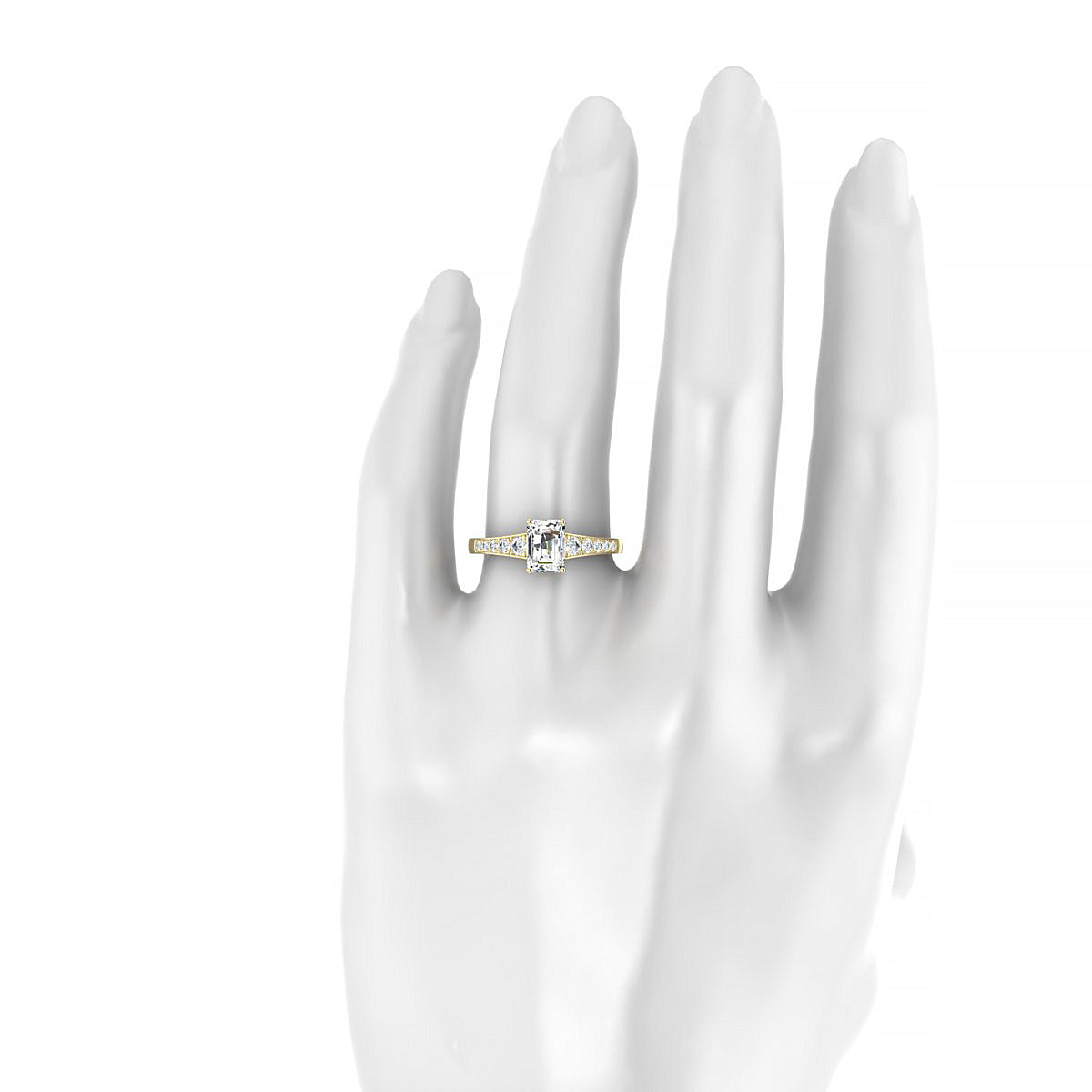 Prosperity | 18k Yellow Gold 7 x 5 mm Emerald Diamond Ring