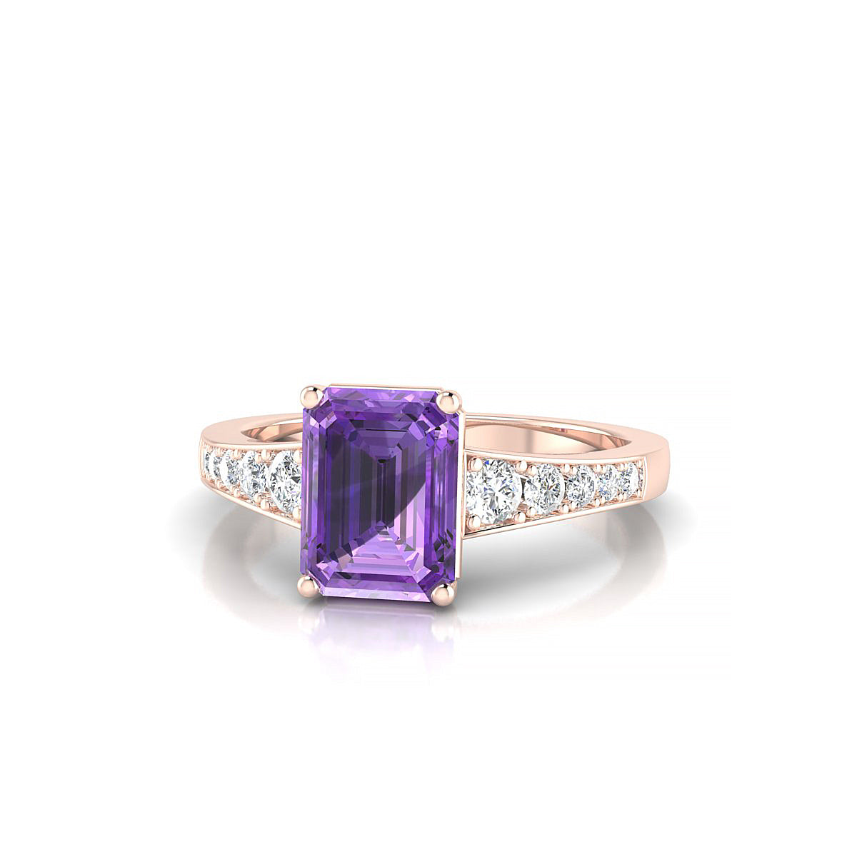 Prosperity | 18k Rose Gold 8 x 6 mm Emerald Amethyst Ring