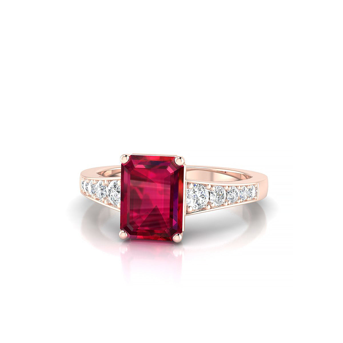 Prosperity | 18k Rose Gold 8 x 6 mm Emerald Ruby Ring