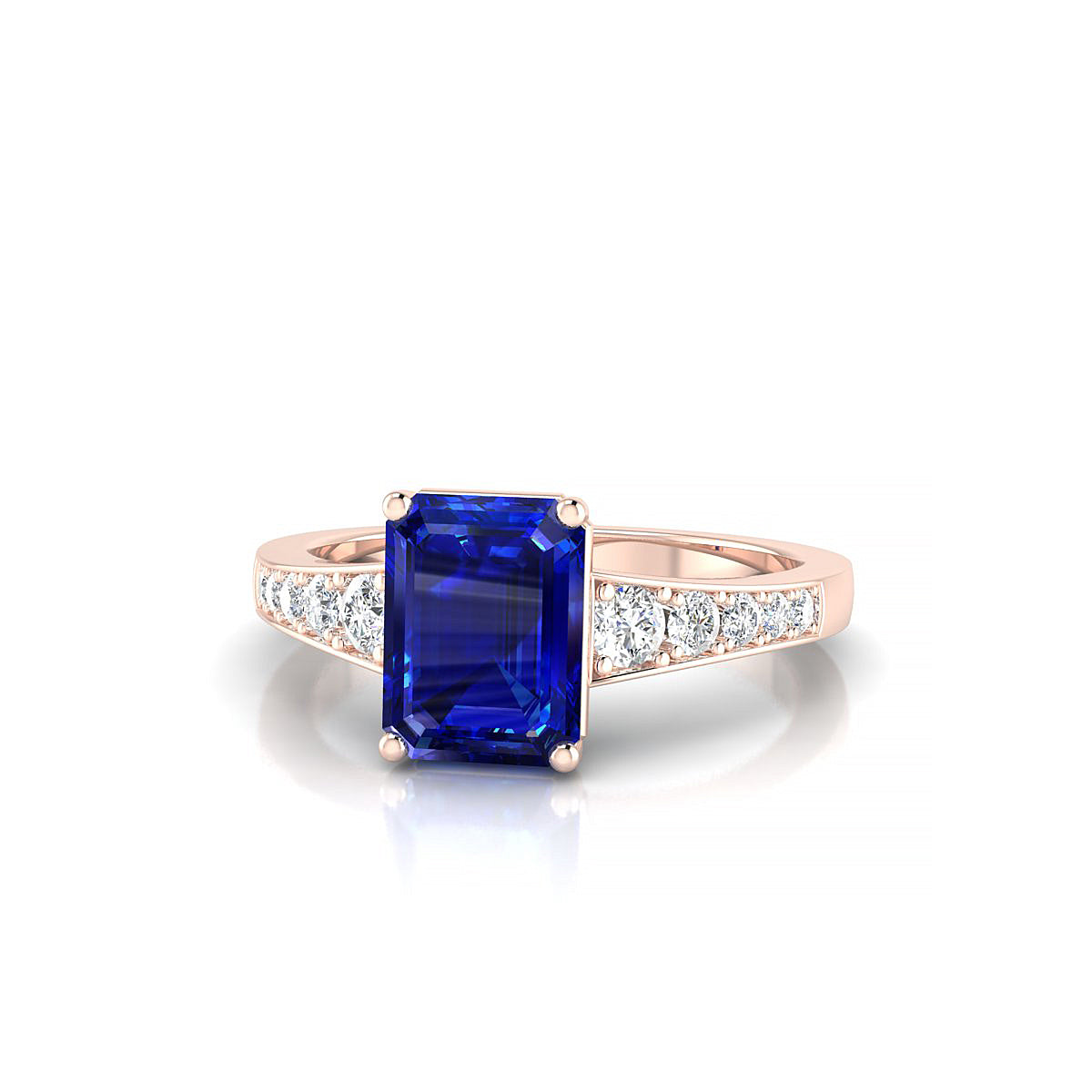 Prosperity | 18k Rose Gold 8 x 6 mm Emerald Sapphire Ring