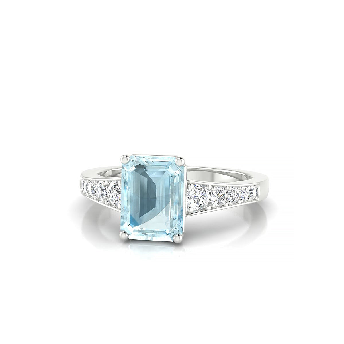 Prosperity | 18k White Gold 8 x 6 mm Emerald Aquamarine Ring