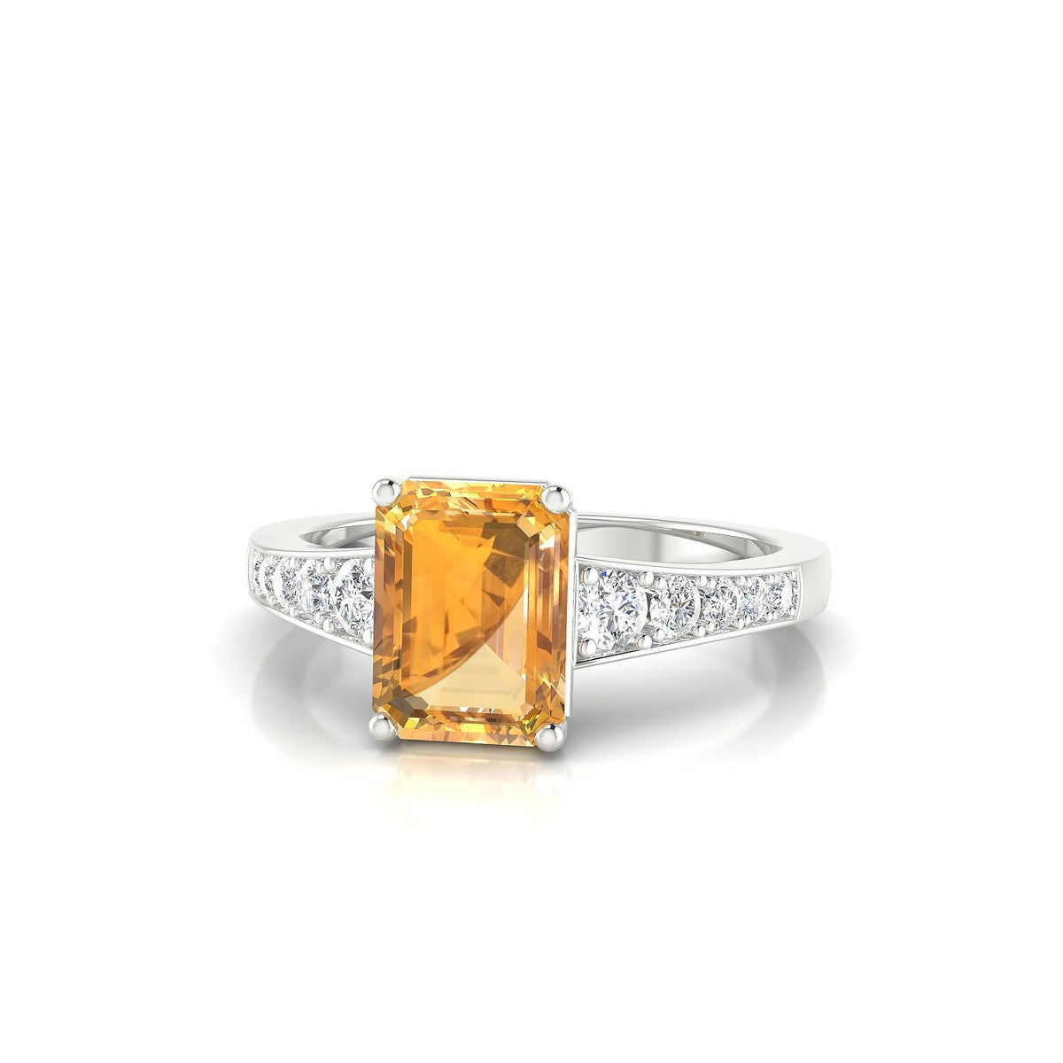 Prosperity | 18k White Gold 8 x 6 mm Emerald Citrine Ring