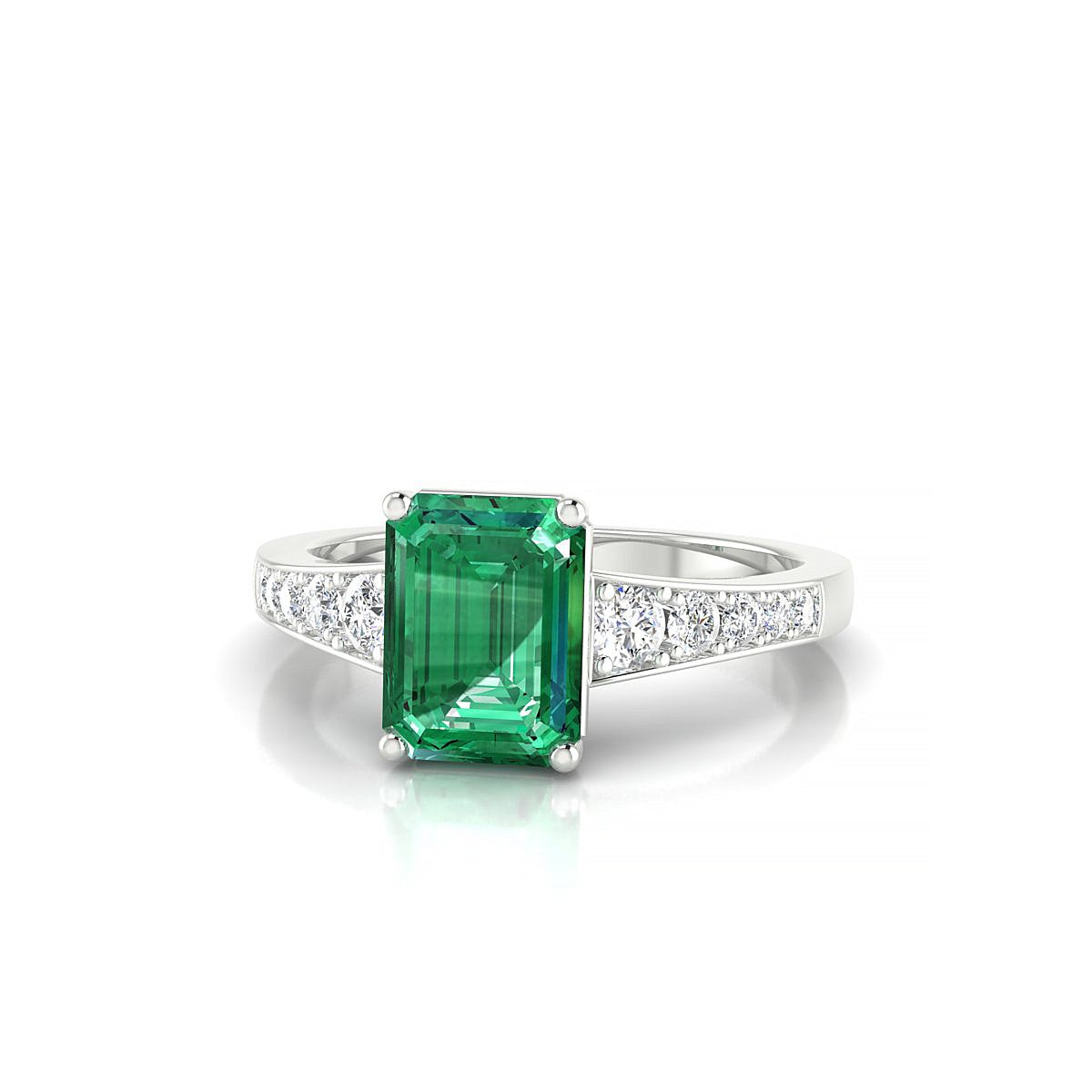 Prosperity | 18k White Gold 8 x 6 mm Emerald Emerald Ring
