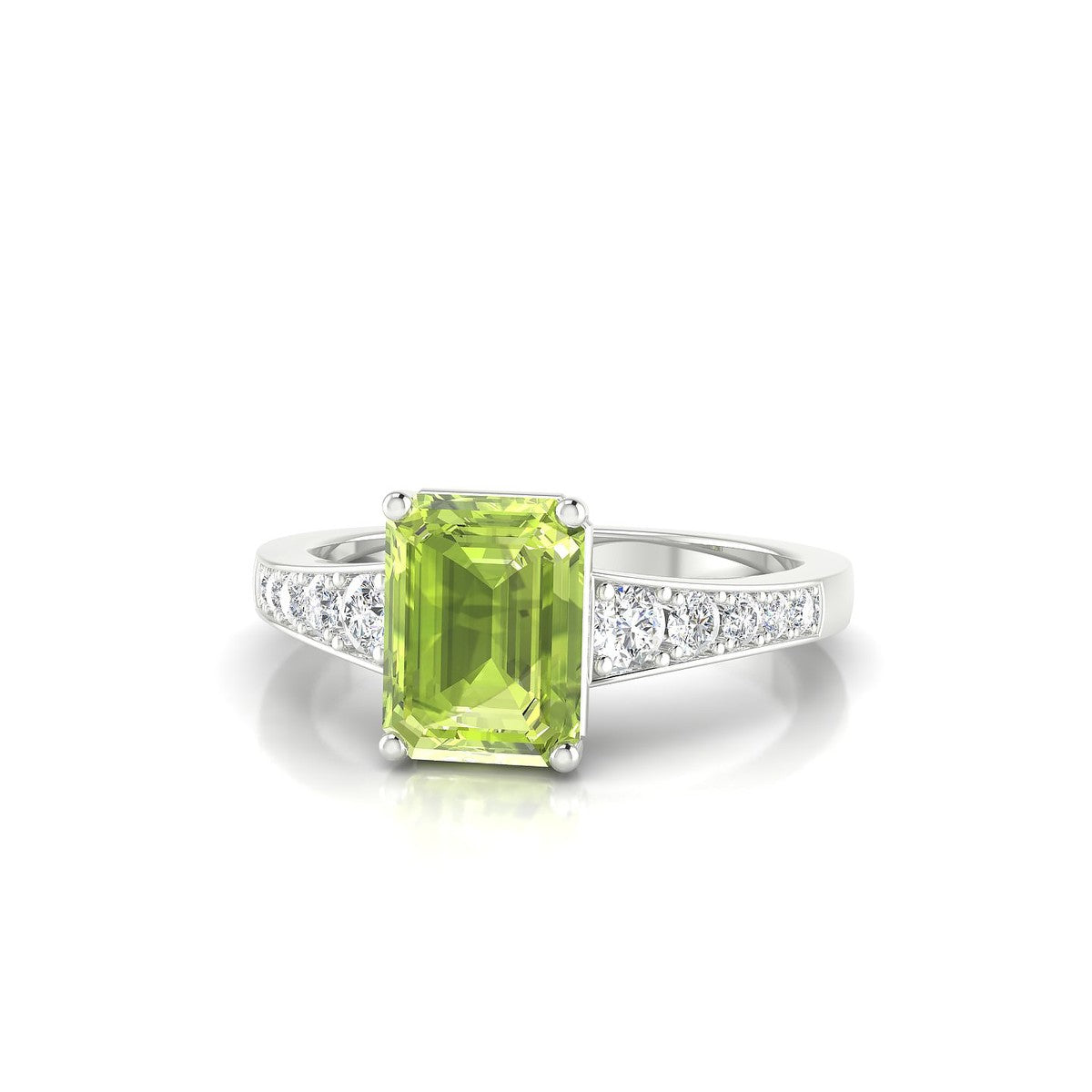 Prosperity | 18k White Gold 8 x 6 mm Emerald Peridot Ring