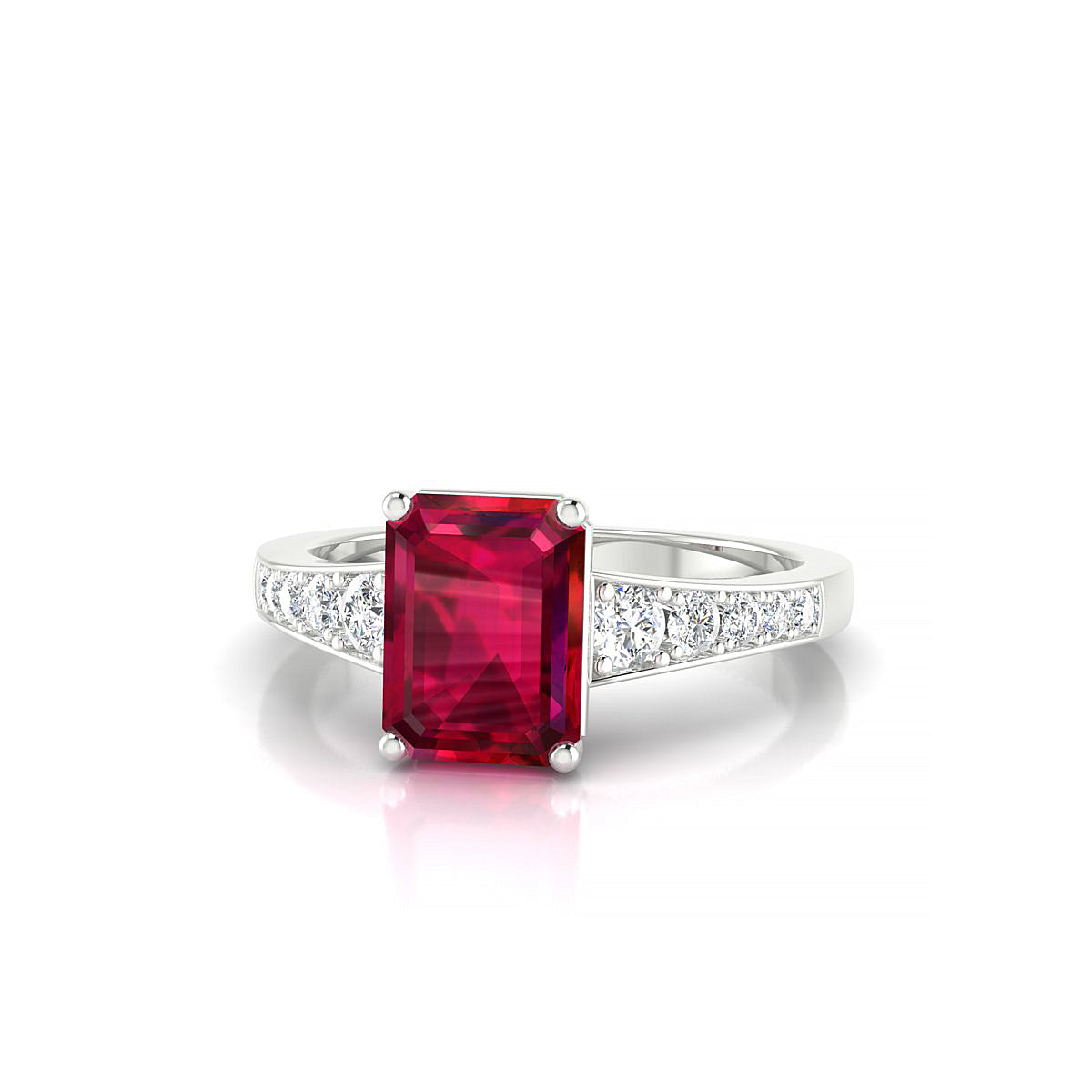 Prosperity | 18k White Gold 8 x 6 mm Emerald Ruby Ring