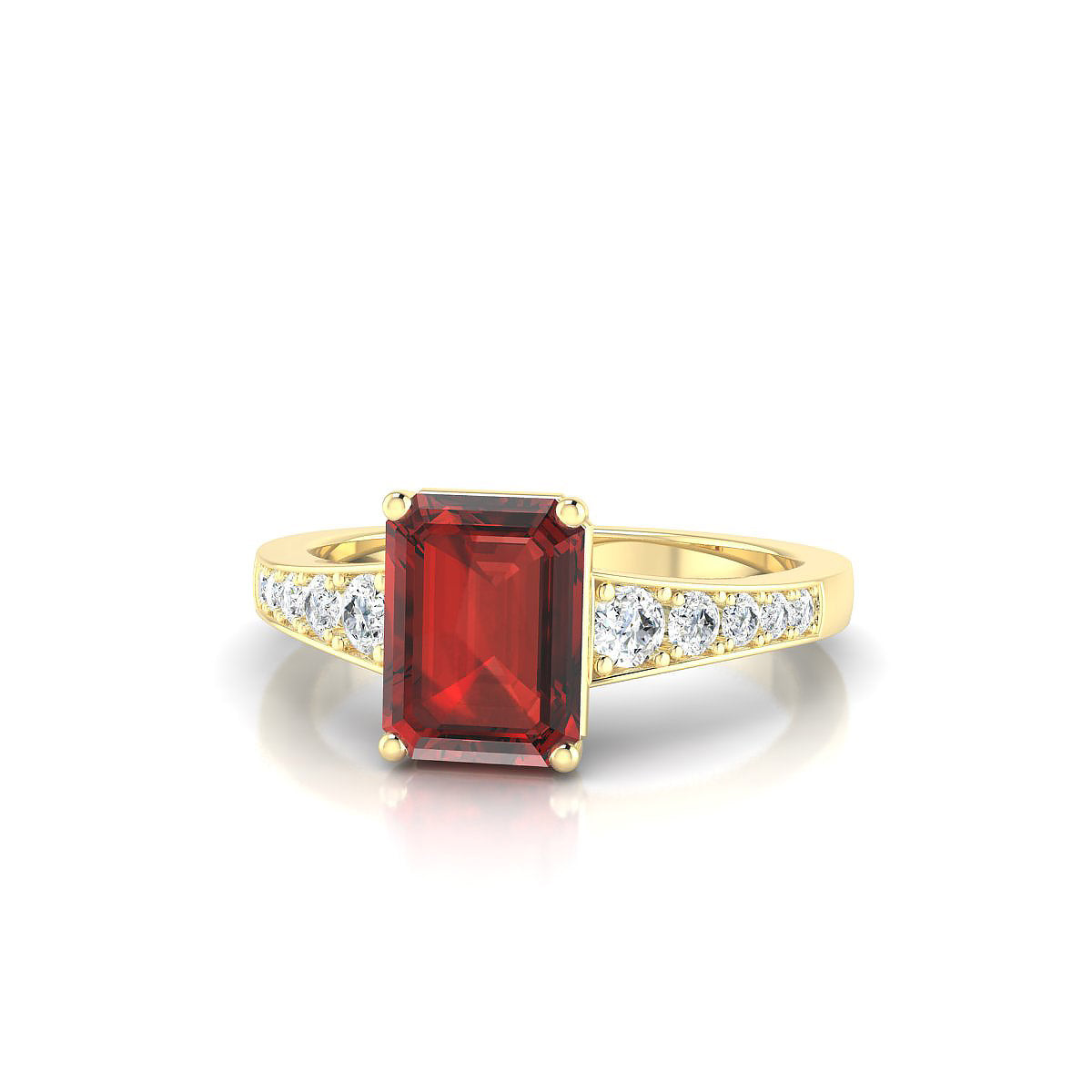 Prosperity | 18k Yellow Gold 8 x 6 mm Emerald Garnet Ring