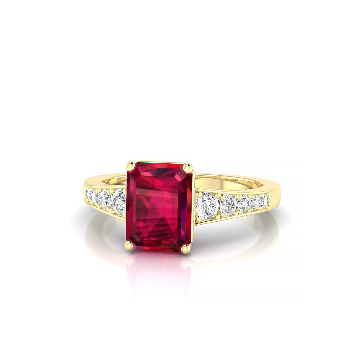Prosperity | 18k Yellow Gold 8 x 6 mm Emerald Ruby Ring
